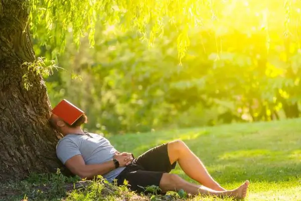 resting in the shade during hot part of the day to protect your eyes
