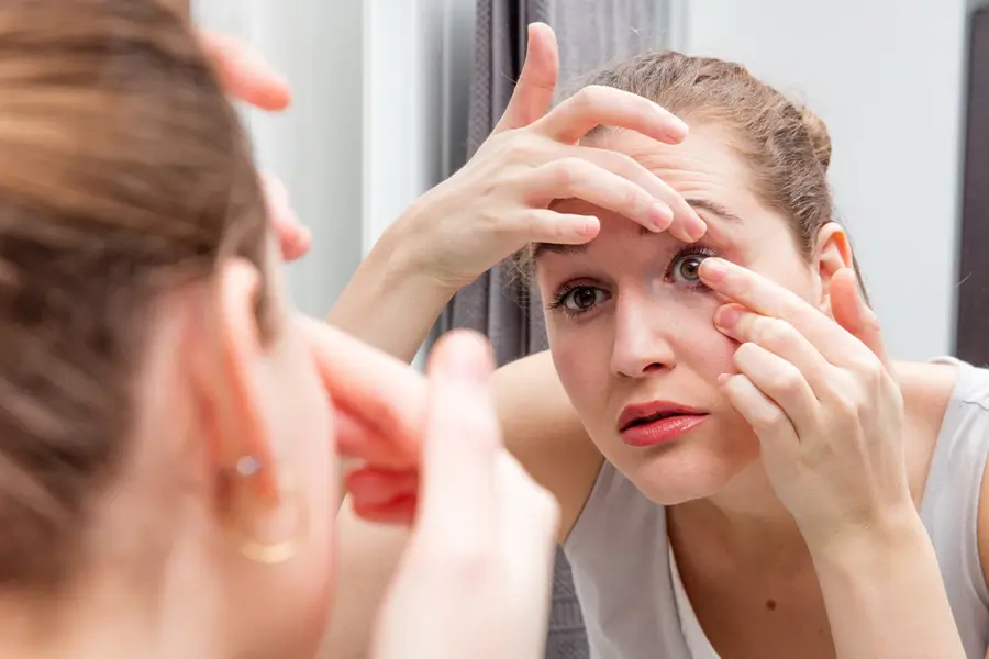 younger woman putting disposable contact lenses in her eye